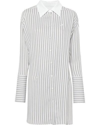 Courreges Logo-patch Striped Shirt - White
