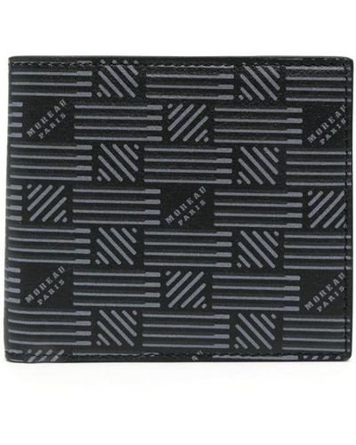 Moreau Logo-print Bi-fold Leather Wallet - Black
