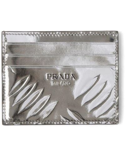 Prada Metallic Leather Cardholder - Grey