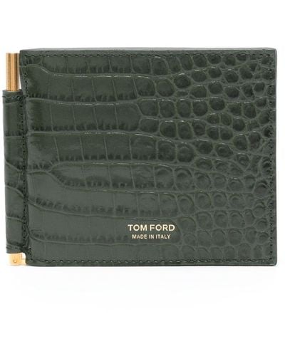 Tom Ford Portafoglio con effetto coccodrillo - Verde