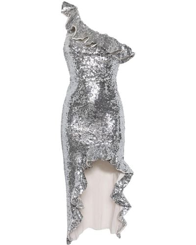 Needle & Thread Betty Sequin-embellished Asymmetric Midi Dress - Grey
