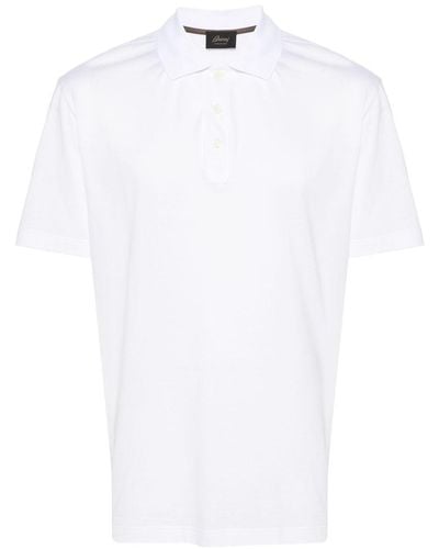 Brioni Short Sleeved Cotton Polo Shirt - White