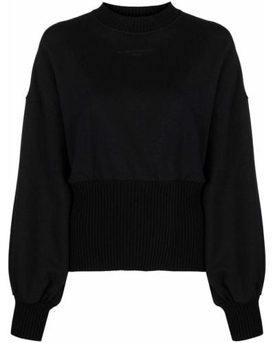 MSGM Balloon-sleeves Cotton Sweatshirt - Black