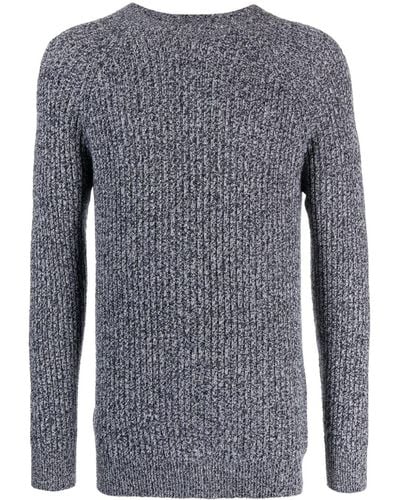 Johnstons of Elgin Mélange Ribbed-knit Cashmere Sweater - Blue
