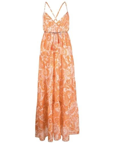 Etro Paisley-print Beach Dress - Orange
