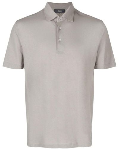 Herno Short-sleeve Cotton Polo Shirt - Grey