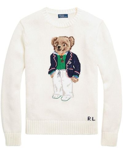 Polo Ralph Lauren Suéter de algodón de oso de polo de - Blanco