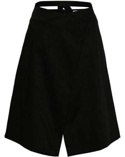 Patou Wraparound Gabardine Midi Skirt - Black