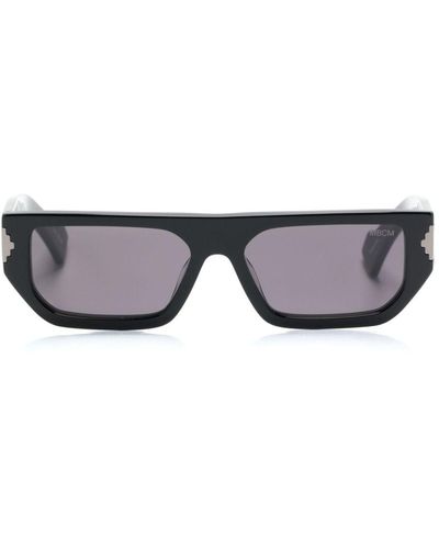 Marcelo Burlon Logo-plaque Geometric-frame Sunglasses - Grey