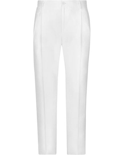 Dolce & Gabbana Leinenhose mit Bügelfalten - Weiß