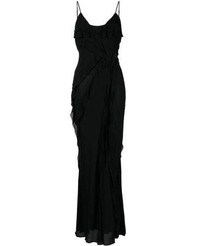 Rachel Gilbert Delfy Maxi-jurk Met Ruches - Zwart