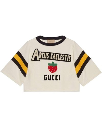 Gucci Felpa con stampa crop - Bianco