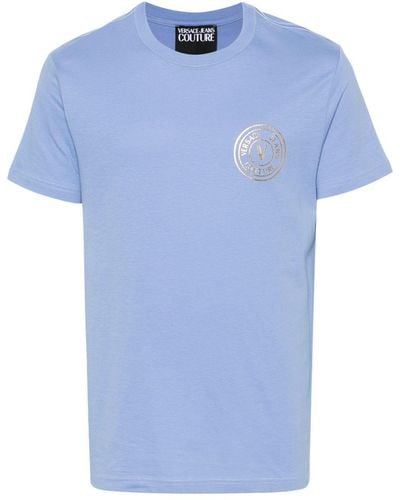 Versace T-shirt Met Logoprint - Blauw
