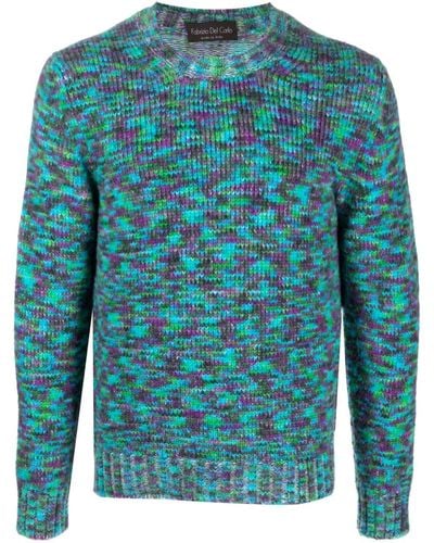 Roberto Del Carlo Crew-neck Intarsia-knit Sweater - Blue