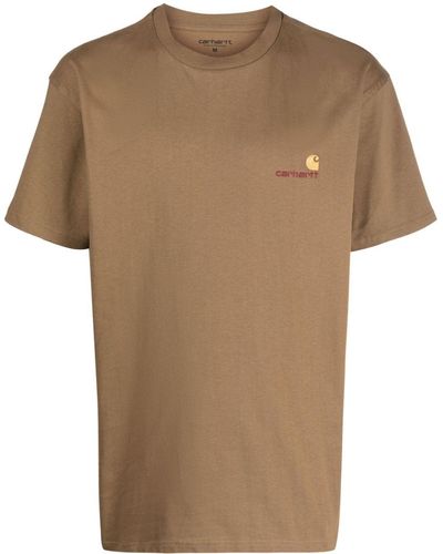 Carhartt T-shirt en coton à logo brodé - Marron
