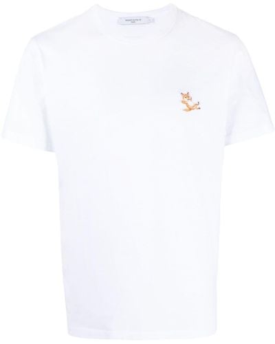 Maison Kitsuné T-Shirt mit Fuchs-Patch - Weiß
