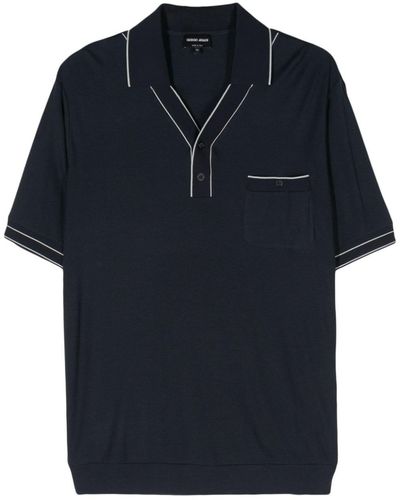 Giorgio Armani Fine-Knitted Polo Shirt - Blue