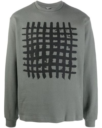 GR10K Grid-print Cotton Jersey Sweatshirt - Gray