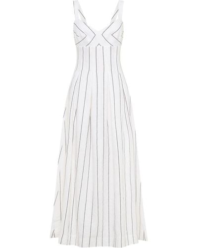 Nicholas Selene Kleid aus Leinen - Weiß
