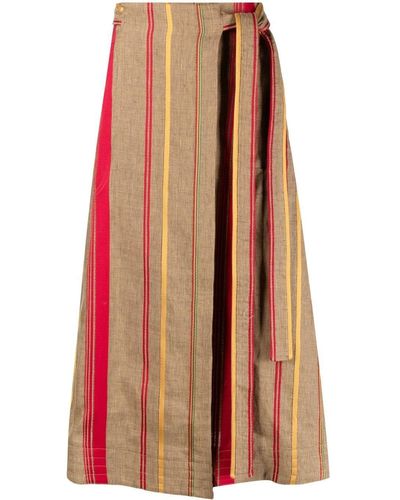 Gabriela Hearst Striped Midi Wrap Skirt - Brown