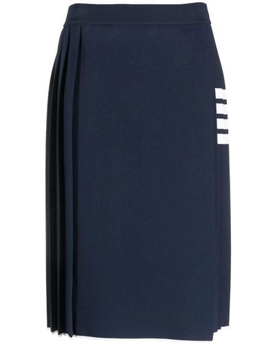 Thom Browne Jupe mi-longue plissée à détails 4 bandes signature - Bleu