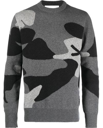 The Power for the People Intarsia-knit Crew-neck Sweater - Gray
