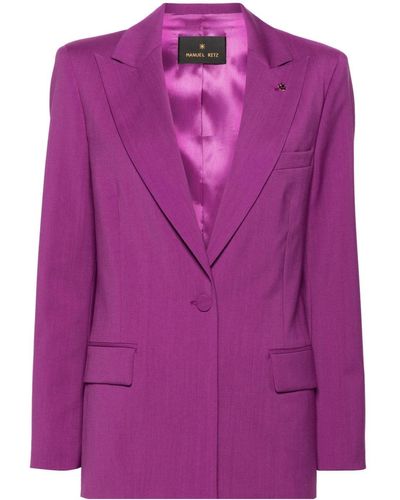 Manuel Ritz Peak-lapels Single-breasted Blazer - Purple