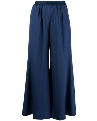 Marni Pantalones anchos con logo en la cinturilla - Azul