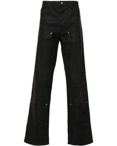 MISBHV Faux-leather Straight-leg Trousers - Black