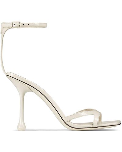 Jimmy Choo Ixia 95mm Patent Leather Sandals - White