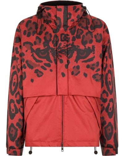 Dolce & Gabbana Leopard-print Hooded Jacket - Red