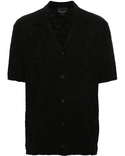 Roberto Collina Gebreid Overhemd Met Jacquard - Zwart