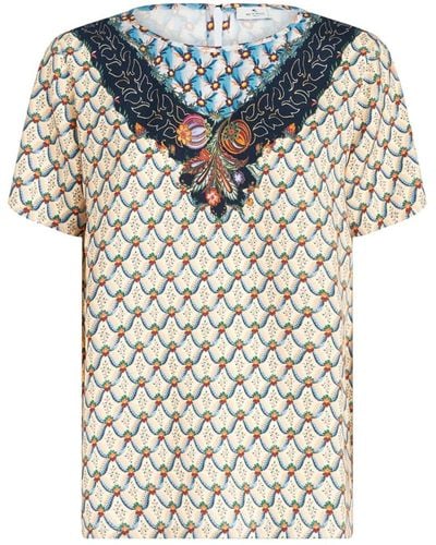 Etro Graphic-print Short-sleeved Blouse - White