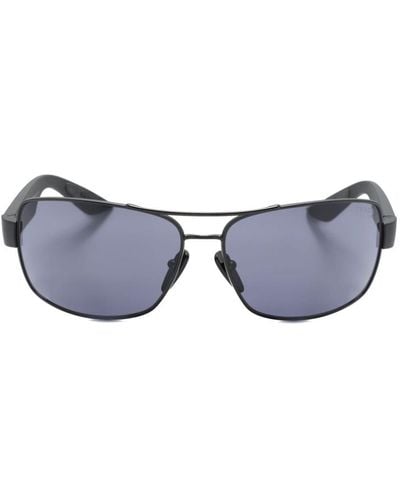 Prada Rectangle-frame Logo-print Sunglasses - Blue