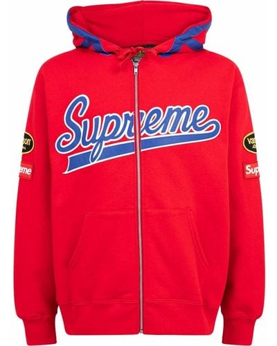 Supreme X Vanson Leathers Spider Zip-up Hoodie - Red