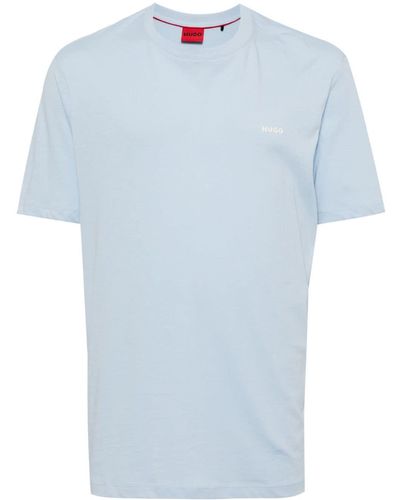 HUGO Logo-print Cotton T-shirt - Blue