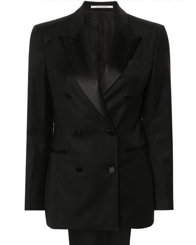 Tagliatore Satin-lapels Double-breasted Suit - Black