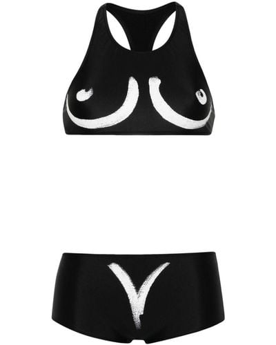 Moschino Bikini con estampado gráfico - Negro