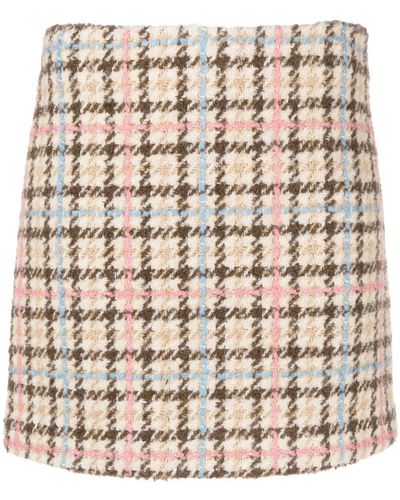 MSGM Geruite Mini-rok - Naturel