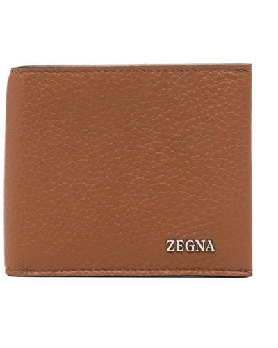 Zegna Portefeuille en cuir à plaque logo - Marron