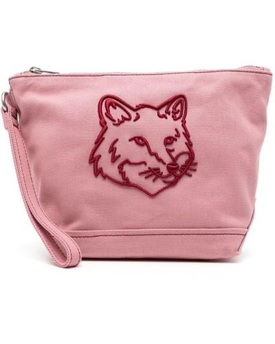 Maison Kitsuné Fox Head Zipped Pouch - Pink