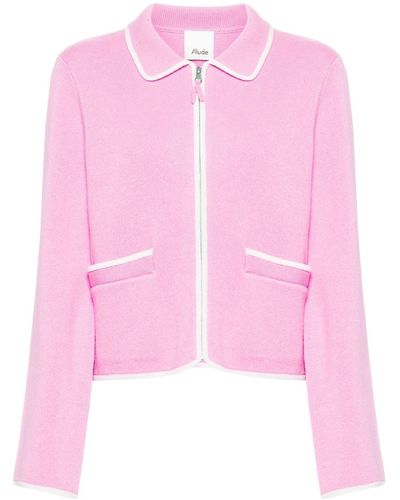 Allude Zip-up Knitted Jacket - Pink