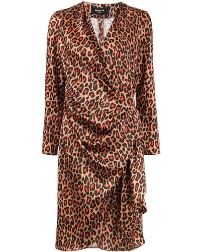 Paule Ka Leopard Print Wrap Dress - Brown