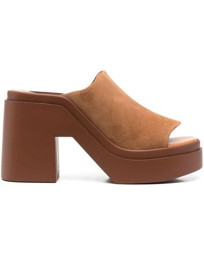 Robert Clergerie Chunky 100mm Open-toe Mules - Brown