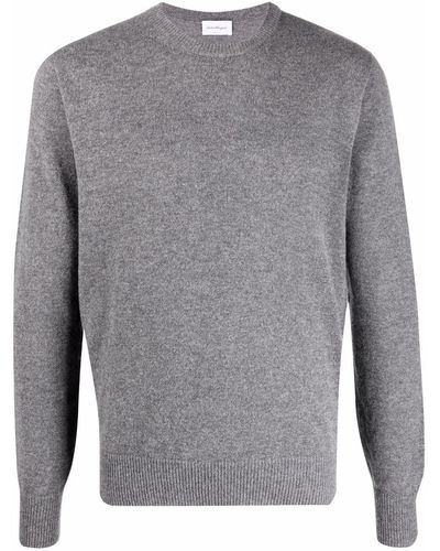 Ferragamo Fine-knit Ribbed-trim Sweater - Gray
