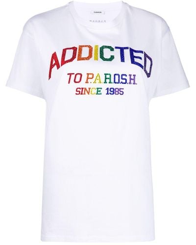 P.A.R.O.S.H. T-shirt Verfraaid Met Kristallen - Wit