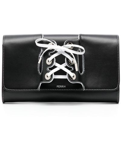 PERRIN Paris Lolita Leather Clutch Bag - Black