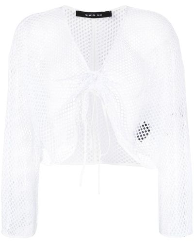 FEDERICA TOSI V-neck Pointelle-knit Top - White