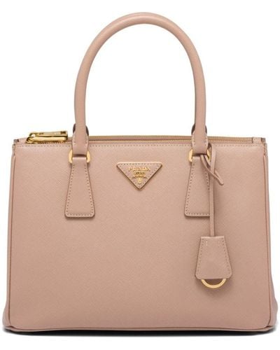 Prada Medium Galleria Saffiano Leather Handbag - Natural