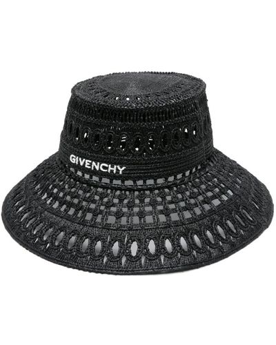 Givenchy Logo-embroidered Raffia Bucket Hat - Black